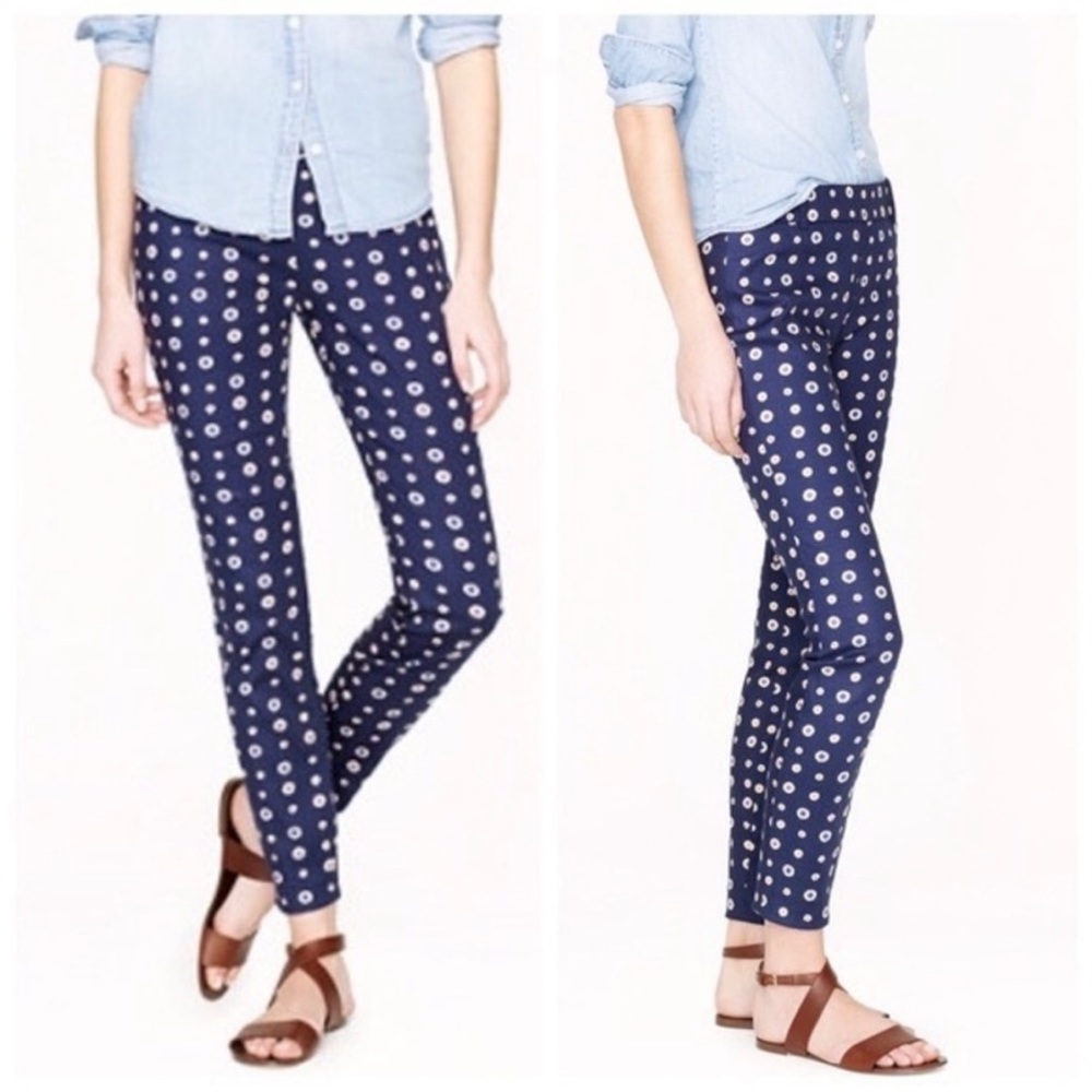 J. Crew Minnie Pants in Navy Foulard Print